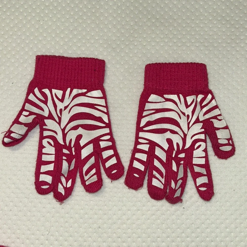 Pink Knit Hat and Gloves Set